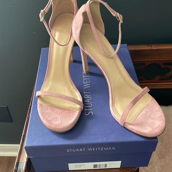 Stuart Weitzman Nudistsong Heels. Barely worn. Bubble Gum Pink Suede - Picture 1 of 4